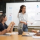 woman giving presentation about financial plan
